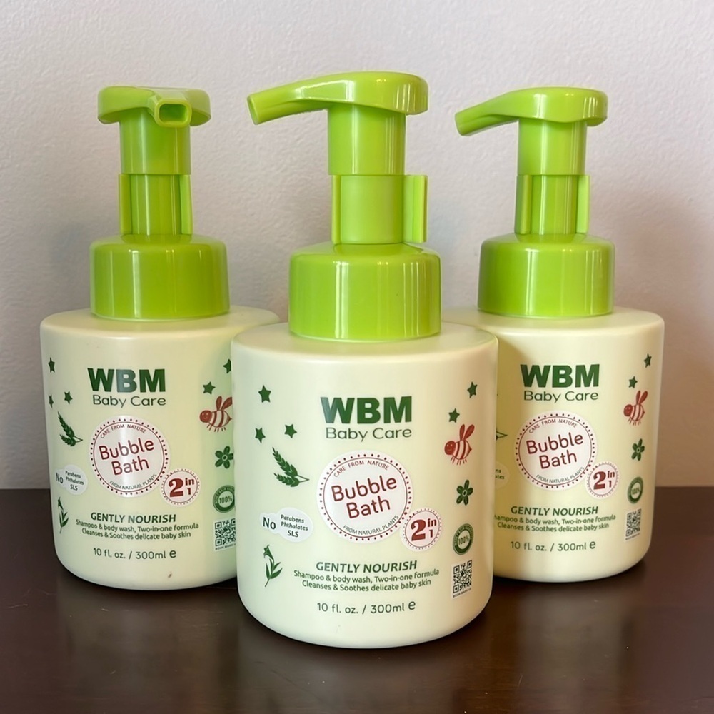 Brand New Set of 3 Baby Care 2-in-1 Organic Shampoo Bubble Bath Tear-Free Gentle